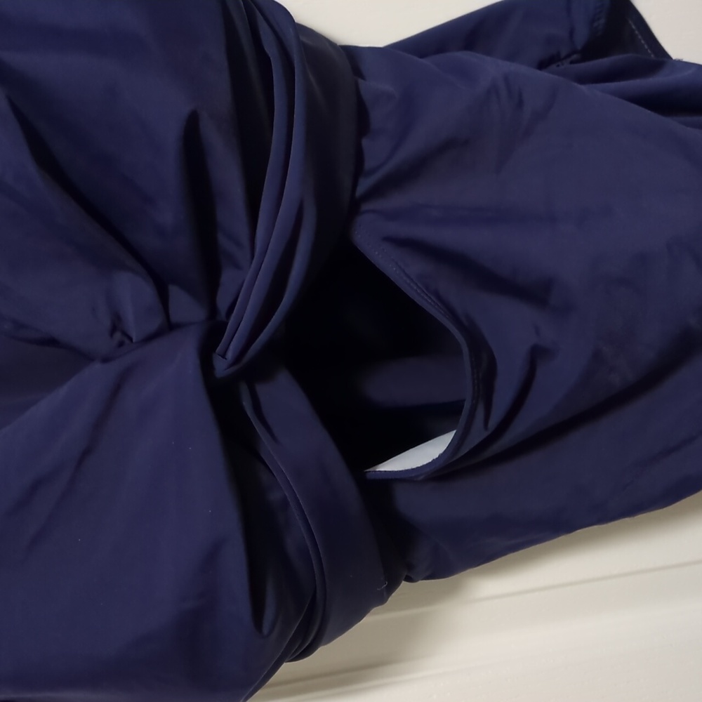 Dark Blue Tummy Control Swimsuit With Cut Out And Ruched Sides - Picture 5 of 7